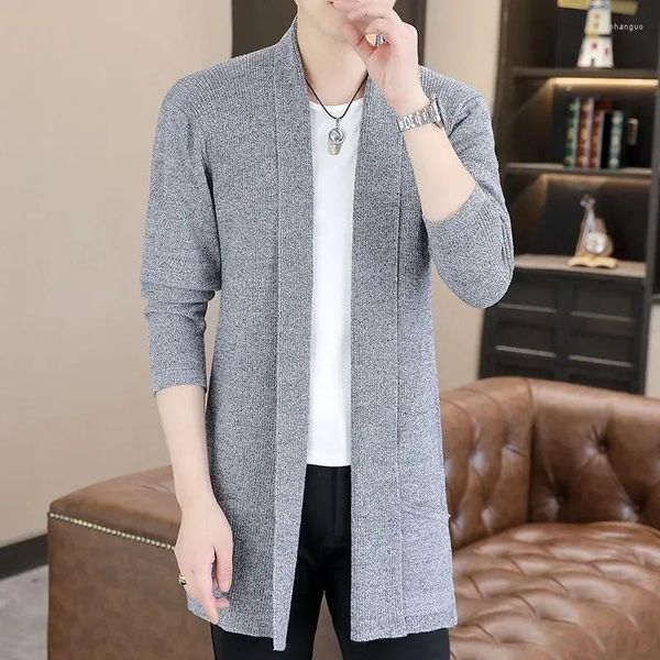 Pulls pour hommes Homme Vêtements Veste Manteau Rouge Long Cardigan Tricoté pour hommes avec poches Une commande Vente de produits 2024