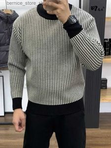 Herentruien man kleren ronde kraag geruite truien voor mannen pullovers crewneck zwarte lente herfst elegante ontwerper luxe sheap a s Q240530
