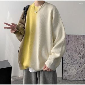 Herensweaters Man Met panelen O-hals Casual trui 2024 Herfst Winter Koreaans Lange mouw Mode Los Buiten Draagt Mannelijke Eenvoudige trui
