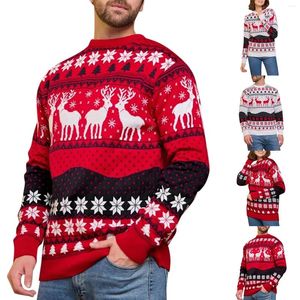 Pulls pour hommes Homme O Cou Flocon de neige Noël Noël Swat Chemises Femmes Sweat-shirt à manches bouffantes pour hommes Pull d'hiver