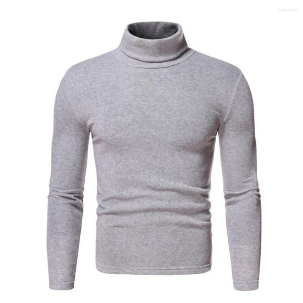 Suéteres para hombres Camisetas de cuello alto para hombre Hombres Casual Sólido de manga larga Jersey de felpa Camisetas de cuello alto Otoño Invierno Mans Camisetas delgadas