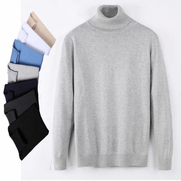 Suéteres para Hombre, suéter de algodón de cuello alto con caballo pequeño para Hombre, Jersey de otoño e invierno, jersey para Hombre, jersey de punto para Hombre