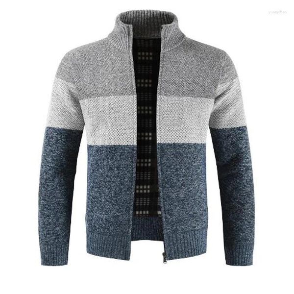 Pulls pour hommes Homme Pull d'hiver Mandarin Col Couleur Patchwork Cardigan Veste