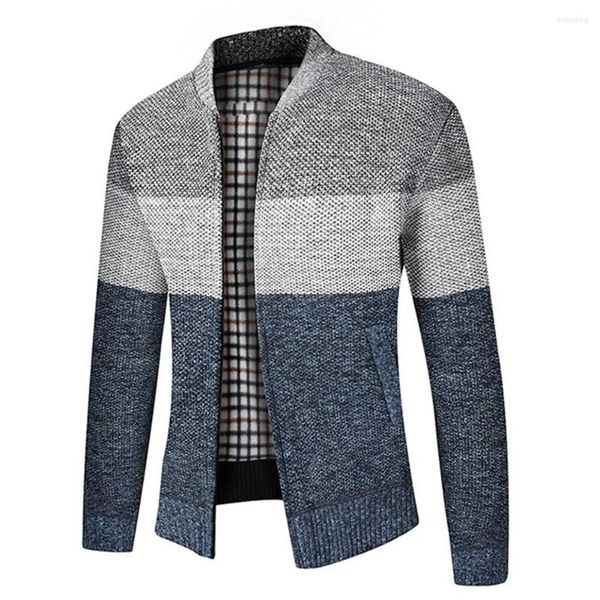 Pulls pour hommes Homme Hiver Chaud Épais Fourrure Doublée Pull En Tricot Extérieur Col Haut Manteau Rayé Sweat-Shirt Vestes Vêtements Pour Hommes