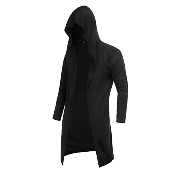 Pulls pour hommes Manteau rétro médiéval gothique long cardigan pendentif léger à capuche Halloween cosplay veste costume