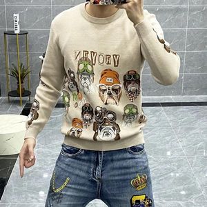 Herentruien Heren Luxe Winter Cartoon Honden Hoofd Casual Sweater Pullover Aziatische plugformaat Hoge kwaliteitsmensen's