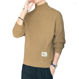 Pulls pour hommes Pull à col roulé pour hommes Hiver Chaud Couleur unie