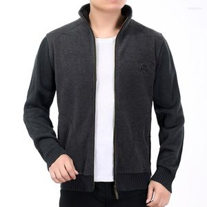 Pulls pour hommes Cardigan en laine pour hommes Automne Hiver Chaud Épais Solide Col Mandarin Doux À Manches Longues Vêtements Tricotés Coton Casual Mâle