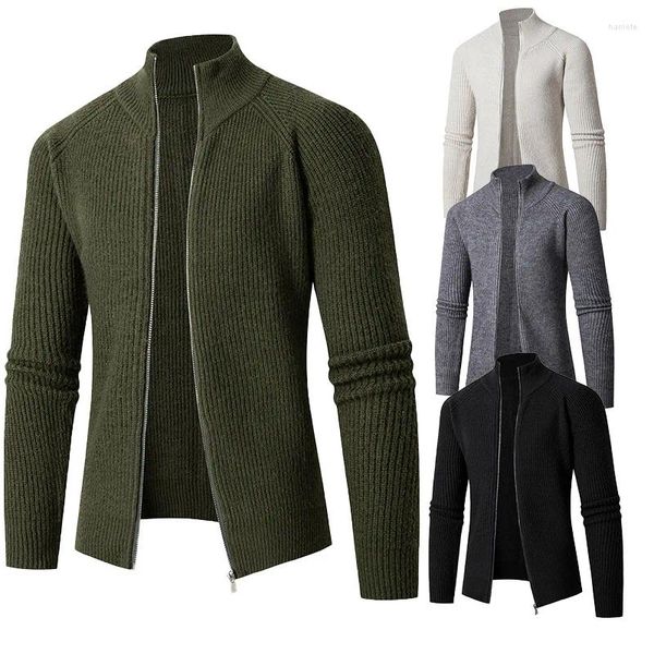 Pullages pour hommes Cardigan Menan Automne Hiver Fashion Treat Pull Mabot Coux Colorblock Coll Collifère Coats de fermeture éclair Vestes