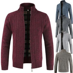 Herentruien mannen Cardigan Zipper Sweater 2024 Herfst en winter Dikke kraag tij Warm gebreide jas jas