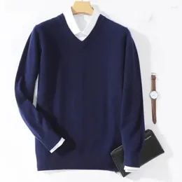 Pulls pour hommes Hommes Pull en cachemire à manches longues Vneck Jumpers Mâle Vêtements de laine Coréen Pull Homme Hiver Pull en laine tricotée