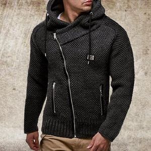 Hommes chandails hommes manteaux automne hiver hommes mode fermeture éclair inclinée mince veste manches longues épais noir pull Ropa De Invierno