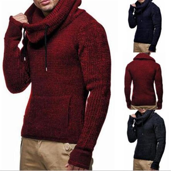 Pulls pour hommes Hommes Cordon Turtleneck Hem Pull tricoté irrégulier Mens Casual Slim Fit Grande Taille 3XL Pull Pull HommeMen's