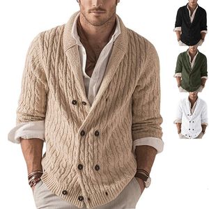 Mannen Truien Mannen Groen Gestreepte Gebreide Oversized Xxl Jongens Winter Lange Mouwen Gebreide Top Double Breasted Button Up Vest gebreide 230809