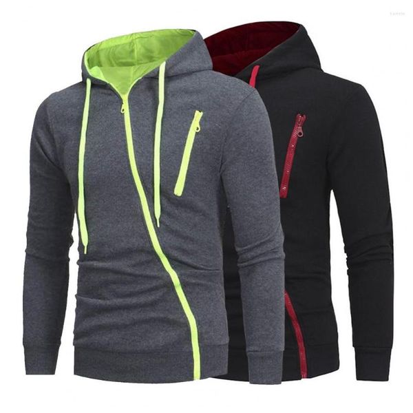 Suéteres para hombres Hombres con capucha con estilo con cremallera oblicua Abrigo de invierno Cárdigan grueso Chaqueta de otoño para al aire libre