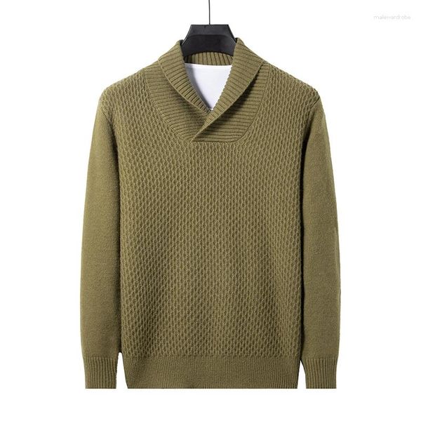 Pulls pour hommes Hommes Jumpers Tops en tricot Pull d'extérieur Col croisé Solide Style coréen épais pour l'automne hiver Vêtements de mode masculine 7213