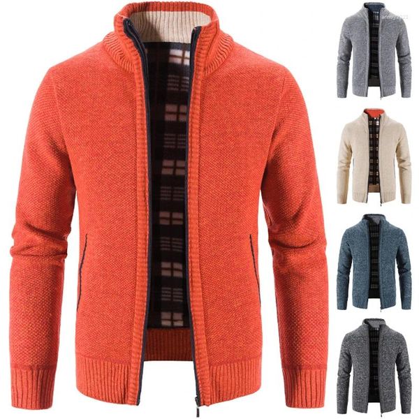 Pulls masculins Men de cardigan tricot en talon de sweat en toison en toison en faux furse orange lâche sweater outomne hiver