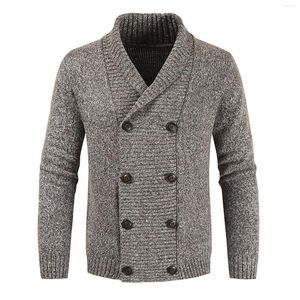 Pulls pour hommes Hommes Tricoté Cardigan Pull Bussiness Automne Hiver Mâle Slim Chaud Tricot Casual Col Châle Veste Double Boutonnage