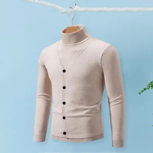 Pulls pour hommes Hommes Pull tricoté Bouton à boutonnage unique Col Col Protection Décor Automne Hiver Slim Fit