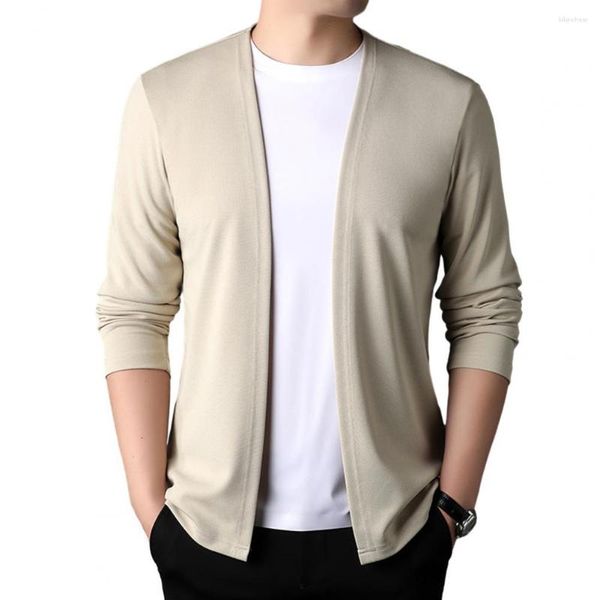 Suéteres para hombres Hombres suéter de punto Slim Fit Color Sólido Abrigo Elegante Cardigan para primavera Otoño Ropa de moda