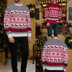 Pulls pour hommes Hommes Tricots Pull à manches longues Flocon de neige Modèle d'élan Crochet Pulls Style de Noël Casual Crew Neck Tenue de vacances