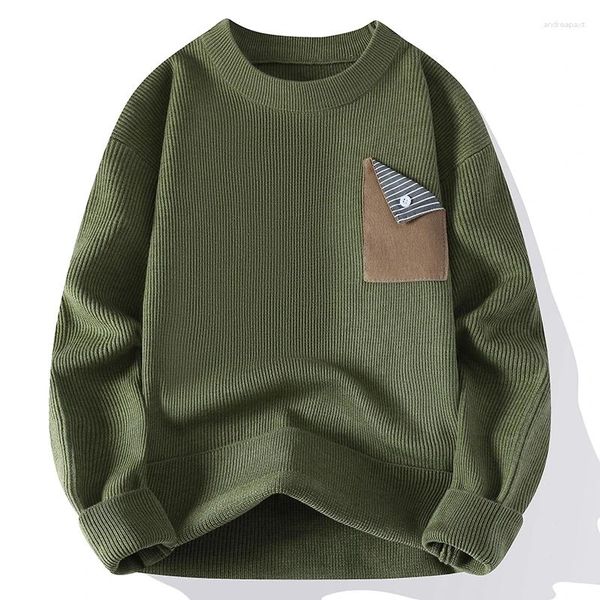 Suéteres para hombres Hombres Coreano Moda Suéter Otoño Invierno Cálido Punto Jerseys Sueltos Casual Sudaderas Punto Jumper Streetwear