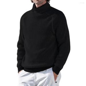 Pulls pour hommes Hommes à manches longues Top élégant col haut pull doux sweat-shirt élastique avec texture rayée fond décontracté