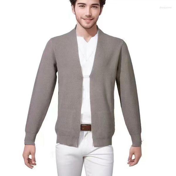 Suéteres para hombres Hombres O-cuello Cardigan Kintted Suéter Otoño Invierno Rayas Manga larga Y2k Top Top Crochet Jumper Streetwear Jumpers