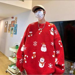 Pulls pour hommes Hommes surdimensionnés Pull de Noël 2023 Hommes Rouge Mode coréenne Tricoté Homme Harajuku Vintage Santa Claus Pulls