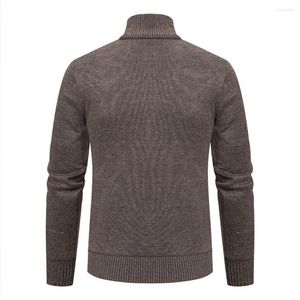 Pulls pour hommes Hommes Pocket Design Pull Manteau Élégant Cardigan d'hiver avec col montant Fermeture à glissière Placket Garniture côtelée avec