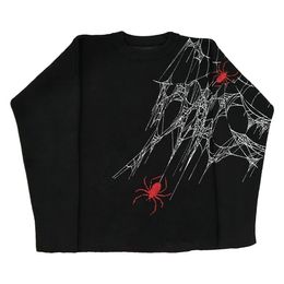 Herentruien Heren Pullovers Truien spider graphic Strepen Dames Gebreid Street chic Maiden Oversized Harajuku O-hals Truien Herenkleding 230907