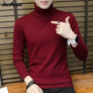 Herentruien Heren Autumn Winter Turtleneck Sweater Koreaanse mode Simple Joker Solid Black gebreide pullover man Basis Bodemkleding T221019