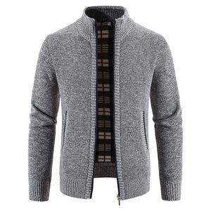 Herentruien Heren Cardigan Solid Color Fleece Cardigan Zipper gebreide jas trui winter fleece warme rok 230811