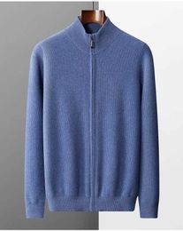 Pulls pour hommes Cardigan en tricot de cachemire pour hommes d'âge moyen manteau à fermeture éclair 100% pure laine automne hiver pull épais hommes veste J231116