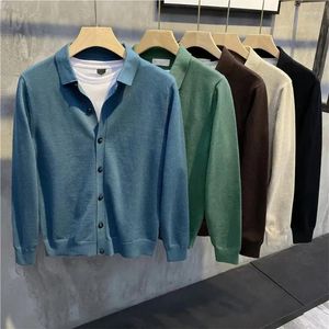 Heren truien heren kasjmier trui jas mannen Koreaanse mode lente herfst button omhoog gebreide jassen vaste kleur shirt casual wol