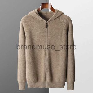 Pulls pour hommes Cardigan à capuche pour hommes Automne et hiver Épaissi Knit Veste de grande taille 100% Laine mérinos Casual Manteau de sport à manches longues J231226