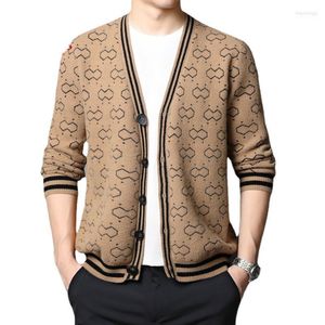 Pulls pour hommes Cardigan surdimensionné pour hommes Veste Kaki Pull tricoté Col V Casual Loose Top 5XL6XL7XLCardigan Homme Manteau Hommes Vêtements