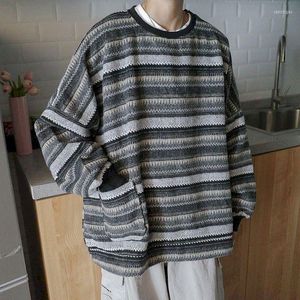 Pulls pour hommes Pull surdimensionné pour hommes Pull à col rond Pull en laine rayé Vêtements pour hommes Grunge coréen Tendance Streetwear Vintage Vêtements pour hommes