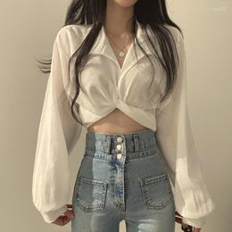 Suéteres para hombres Hombres Vintage Streetwear Harajuku Sexy Mujeres Blusa Cultivo Top Estilo Coreano Tendencias Negro Blanco Camisa de manga larga Mujer