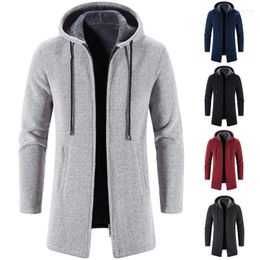 Pulls pour hommes manteau d'hiver masculin hommes en cardigan à fermeture éclair à longue tricot-tricot en cachemire épais tendance