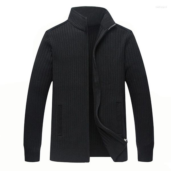 Hommes chandails hommes hiver laine mérinos hommes grande taille 4XL hommes chaud tricot à la main fermeture éclair Cardigan-mâle solide vêtements décontractés