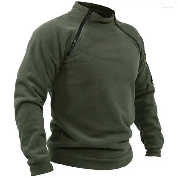 Suéteres para hombres Camuflaje para hombres Camisa táctica de combate Deporte al aire libre Cuello de soporte Suéter Jersey Cálido Fondo