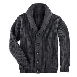 Herentruien Heren Sjaalkraag Vest Trui Klassiek Herfst Winter Mannelijke Warme Katoenen Trui Heren Gebreide Kleding Enkele Knop 231206