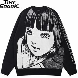 Pulls pour hommes Hommes Streetwear Pull Japonais Anime Pull tricoté Harajuku Cartoon Girl Graphic Pull Casual Coton Pull HipHop 220928