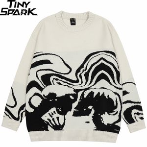 Hommes Chandails Hommes Streetwear Chandail Rétro Peinture Crâne Graphique Hip Hop Chandail Tricoté Vintage Pull Casual Pull En Laine Hipster 230209