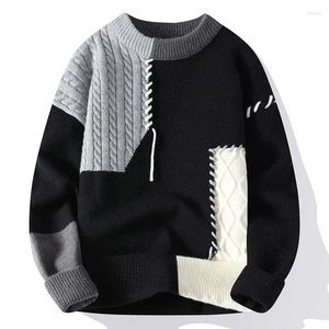 Herensweaters Gestreepte trui voor heren 2024-stijl Vintage kleur Patchwork Mode Losse gebreide trui met ronde hals