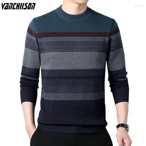 Pulls pour hommes Hommes Pull rayé Pull Pull Jumpers Tops épais pour automne hiver rétro vintage décontracté kaki col rond 00380