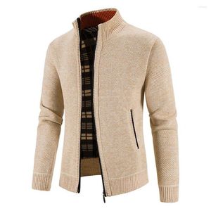 Pulls pour hommes Hommes Pull Cardigan avec poches Couleur unie Full Zip Tricoté Manches longues Tenues d'entraînement décontractées