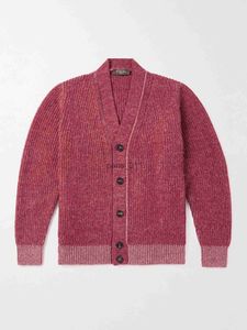 Herentruien Herensweater Designer Europese en Amerikaanse stijl Herfst en winter Loro Piana Sey Geribbeld vest van kasjmier en zijdemix V-hals x0921