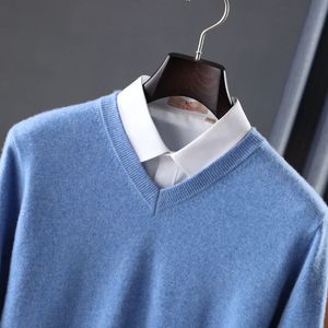 Pulls pour hommes Pulls pour hommes 100% pure laine pulls à tricoter hiver à manches longues vcou couleur unie pulls mâles vêtements en laine 231211